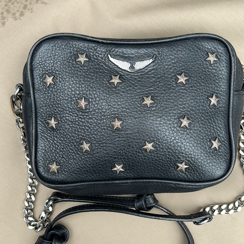 Zadig & Voltaire black & silver stars cross-body bag